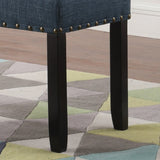 Biony Fabric Dining Bench with Nailhead Trim, Blue T2574P164610