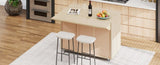K&K 51.2"W Ash Veneer Solid Wood Handwoven Island with Drop Leaf, Coastal N707P207916Y