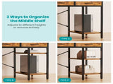 47 Inch Computer Desk with Fabric Drawers & Storage Shelves,Small Home Office Desk 60865003