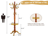 Freestanding Wooden Coat Rack, Vintage Natural Birch Wood Coat Tree with Hooks, Sturdy Hall Tree for 75178648