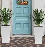 Indoor/Outdoor Modern Faux Rattan Design Square Planter, 22.6 inch White Plastic Large Planter with W2885P253194