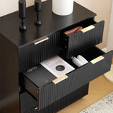 Black P2 Particle Board and Density Board 724194cm Wavy Pattern Drawer Front Four-Level Five-Drawer 56913658