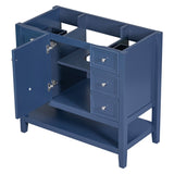 ZNTS 36" Bathroom Vanity without Sink, Cabinet Base Only, One Cabinet and three Drawers, Blue WF306244AAC