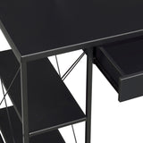 Black Office Desk with Open Shelves and Hutch B062P184528
