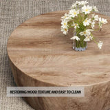 29.53" Medieval MDF coffee table and 2 PU dining chair set, drum integrated dining table and black 00738042