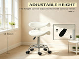 White PU Leather Saddle Rolling Stool Adjustable Height with Wheels for Massage, Spa, Beauty 52009799