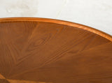 33.46" Round Coffee Table with Sunburst Wood Grain Top, Solid Wood Tray Frame & Cylindrical Legs, W3158P536534