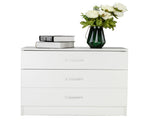 3-Drawer Wide Drawer Cabinet Particleboard Bedside Table with Textured Melamine Finish 12277839