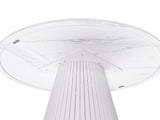 47 inch Round MDF Dining Table for 4, Modern Farmhouse Kitchen Table with Wood Strip Base, Marble 72506894