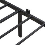 Queen Size metal bedframe,Headboard with wood panel decoration,black 67358352