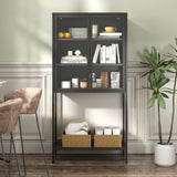59"H Heavy Duty Metal Storage Cabinet,Sideboards & Buffet,Display Storage Cabinet with Glass Doors W2735P186329