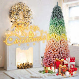 7.5ft Rainbow Gradient Flocked PVC Christmas Tree with 1927 Tips, Colorful Full-Bodied Artificial 23807149