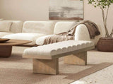 Bella 52" Upholstered Modern Accent Bench, Ivory White Boucle B2719P292908