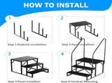 RV Step 3 Step Ladder, Upgrade RV Step with Handrails, Heavy Duty RV Stairs with Anti-Slip Pedal Hot 85009726