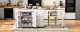K&K 74.8" Kitchen Island with Extendable Dining Table, Kitchen Storage Cart with 3 Drawers, Power N707P303401W