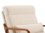 High Back Solid Wood Armrest Backrest Iron Frame Linen Indoor Leisure 23435741