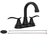 Bathroom Faucet Matt Black with Pop-up Drain & Supply Hoses 2-Handle 360 Degree c Swivel Spout 36251545