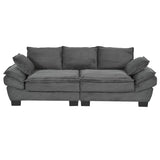 U-Style 85.4" Modern Curved Sofa, Back Upholstered Couch with 2 Decorative Throw Pillows, Corduroy N711P192059E