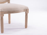 French Style Solid Wood Frame Linen Fabric Oval Back Dining Chair,Set of 2,Cream W162278981
