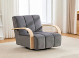 30.7"W Upholstered 360&deg Swivel Accent Chair with Solid Wood Armrests and Comfy Channel Tufted W3118P339625