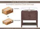24" Brown Modern Sleek Bathroom Vanity Elegant Ceramic Sink with Solid Wood Frame Open Style N725P246473D