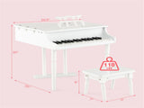 White Kids Piano 30-Key Keyboard Toy with Bench Piano Lid and Music Rack 49605436