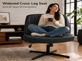 Criss Cross Office Chair, No Wheels Armless Swivel, Wide Seat Criss Cross Chair for Home Office & 28285615