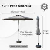 10FT Patio Umbrella, Outdoor Table Umbrella with Push Button Tilt and Crank, UV Protection W1859P195943