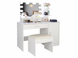 Large Vanity Set with 10 LED Bulbs, Makeup Table with Cushioned Stool, 3 Storage Shelves 1 Drawer 1 73717191