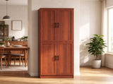 Freestanding 4-Door Kitchen Pantry Cabinet, Large Storage with Adjustable Shelves & Doors 70129532