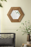18.5" x 18.5" Hexagon Mirror with Natural Wood Frame, Wall Decor for Living Room Bathroom Hallway, W2078133974