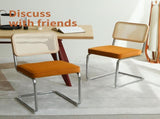 Dining Chairs Set of 2, Velvet Rattan Side Accent Chairs with Chrome Legs, Modern Mid Century Breuer W2105P263404