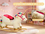 Toddler Unicorn Rocking Horse with Realistic Sound, Safety Belt & Wooden Base, for 18-36M 33058334