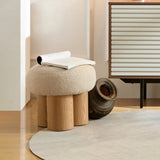 W8017-1 Mushroom stool, grieg plush cushion, wooden barrel PVC pipe, walnut finish W2085129982