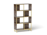 4-Tier Industrial Bookcase, Rustic Wood and Metal Frame, Asymmetrical Design, Display Storage W2167P192763