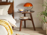100% Solid Wood 2-Tier Side Table, Round End Table with Lower Storage Shelf, Sofa Side Table & 41908087