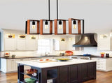 4-Light Kitchen Island Lights Pendant Light Farmhouse Dining Room Light Fixture, Rustic Wood and W1592P233389