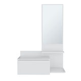 Vienna 23.6" Wide 3-Tier Shelf Floating Mirror Console Table, Full Extension Drawer White B070P242498