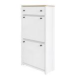 ON-TREND Functional Entryway Organizer with 2 Flip Drawers, Wood Grain Pattern Top Shoe Cabinet with WF308547AAK