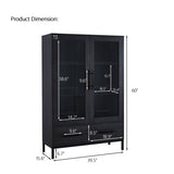 60'' Tall Display with Tempered Glass Door, LED Lighting, Two Drawers, Modern Style Storage N845P261801B