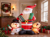 8FT Inflatable Christmas Santa Accordion Player with LED Lights & Music, Snowman Reindeer Outdoor 43276513