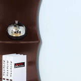 Five shelf corner bookcase rounded shelf fronts quarter circle red cocoa color B107P293603