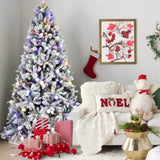 Artificial 8ft Flock Christmas Tree with 1793PE/PVC Mixed Branch Tips, 470L warm white lights, 69934052