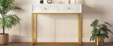 TREXM Modern Sleek Console Table Two Drawers with Stripe Design for Living Room and Entryway N715P201976K