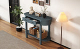 TREXM Elegant Retro Console Table with Curved Design Smooth Glaze for Entryways, Living Rooms N715P230796M