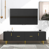 ZNTS U-Can Modern TV Stand with 5 Champagne Legs - Durable, Stylish and Spacious, TVs Up to 75'' WF300599AAB