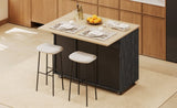 K&K 51.2"W Geometric Twill Stripe Textured Design Kitchen with Drop Leaf, Farmhouse Kitchen N707P221444B