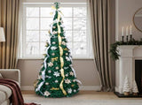 7 FT Fully Decorated Pre-lit Christmas Tree, Pop Up Artificial Xmas Tree with 200 Warm Lights Remote 64340212
