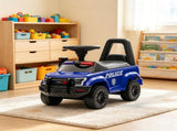 Blue Police Truck Kids Sliding Car Push Ride On with Working PA System, Horn, Under-Seat Storage 66418563