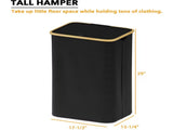 110L Laundry Hamper with Lid, Large Tall Clothes Basket Bin, Black 69299569